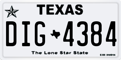 TX license plate DIG4384