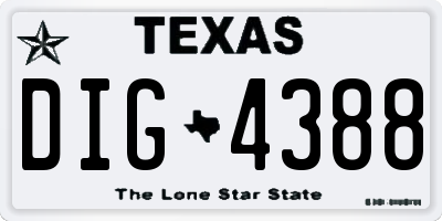 TX license plate DIG4388