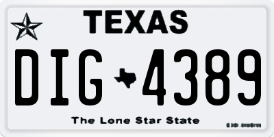 TX license plate DIG4389