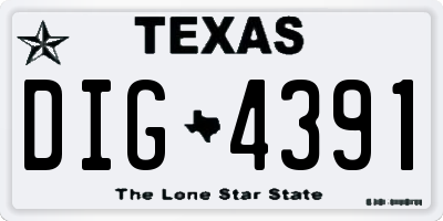 TX license plate DIG4391