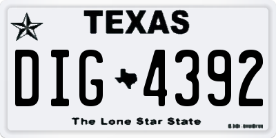 TX license plate DIG4392