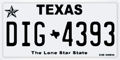TX license plate DIG4393