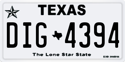 TX license plate DIG4394