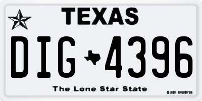 TX license plate DIG4396