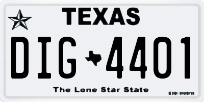 TX license plate DIG4401
