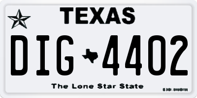 TX license plate DIG4402