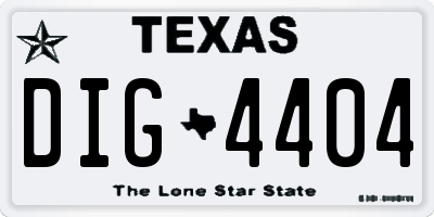 TX license plate DIG4404
