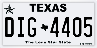 TX license plate DIG4405