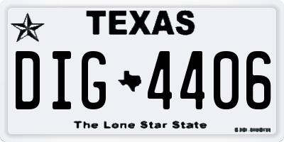TX license plate DIG4406