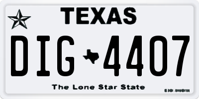 TX license plate DIG4407
