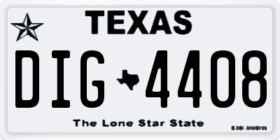 TX license plate DIG4408
