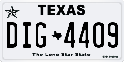 TX license plate DIG4409