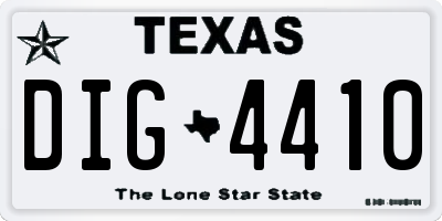 TX license plate DIG4410