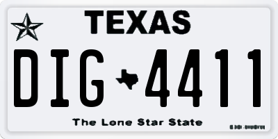 TX license plate DIG4411