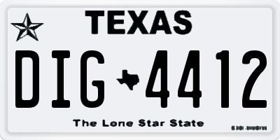 TX license plate DIG4412