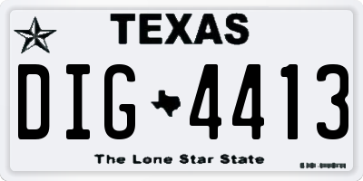 TX license plate DIG4413