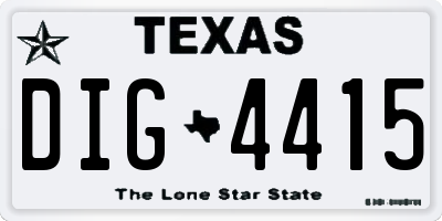 TX license plate DIG4415
