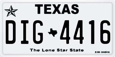 TX license plate DIG4416