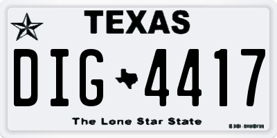 TX license plate DIG4417