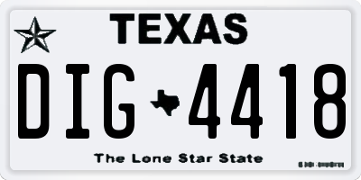 TX license plate DIG4418
