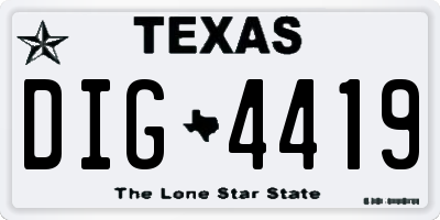 TX license plate DIG4419