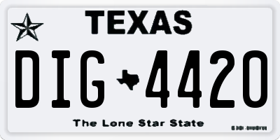 TX license plate DIG4420