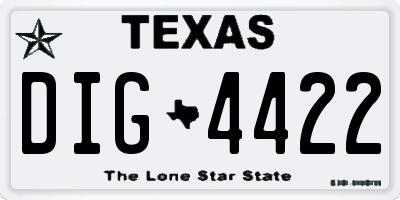 TX license plate DIG4422