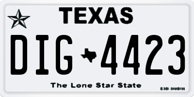 TX license plate DIG4423
