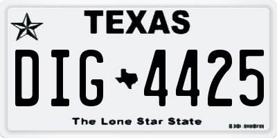 TX license plate DIG4425