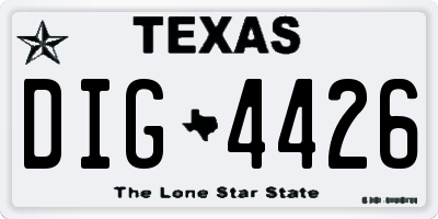 TX license plate DIG4426