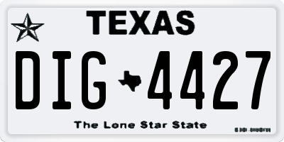 TX license plate DIG4427