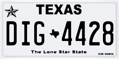 TX license plate DIG4428