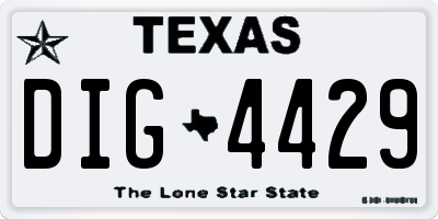 TX license plate DIG4429