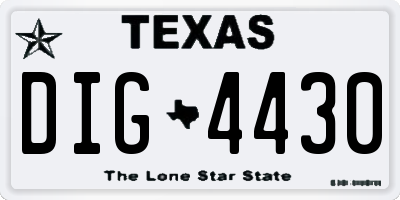 TX license plate DIG4430