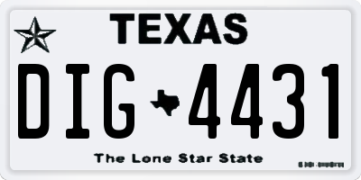 TX license plate DIG4431