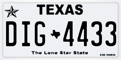 TX license plate DIG4433