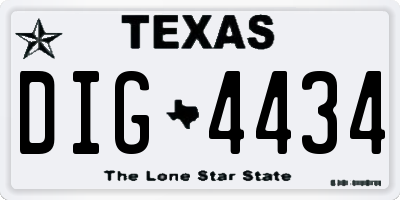 TX license plate DIG4434