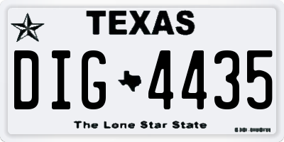 TX license plate DIG4435