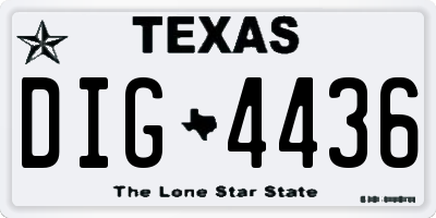 TX license plate DIG4436
