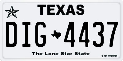 TX license plate DIG4437