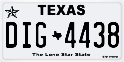 TX license plate DIG4438