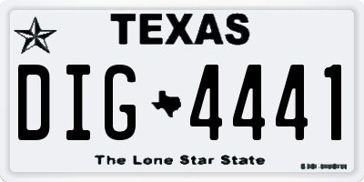 TX license plate DIG4441