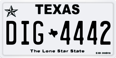 TX license plate DIG4442