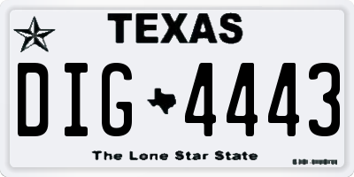 TX license plate DIG4443