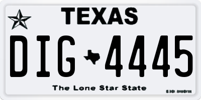 TX license plate DIG4445