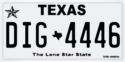 TX license plate DIG4446