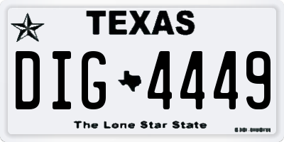 TX license plate DIG4449