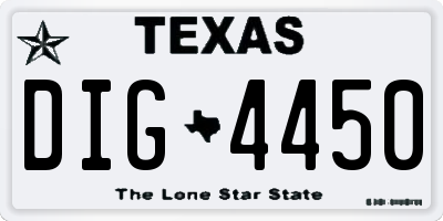 TX license plate DIG4450