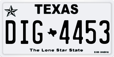 TX license plate DIG4453