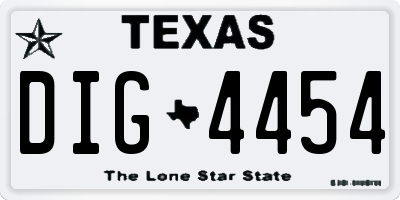 TX license plate DIG4454